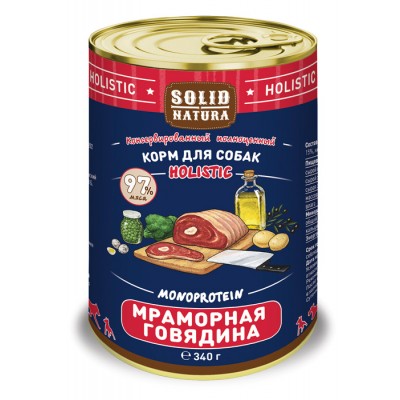 Купить c доставкой Solid Natura консервы для собак всех возрастов мраморная говядина жестяная банка Holistic 0,34 кг в Москве