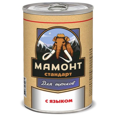 Купить c доставкой Мамонт корм для щенков язык жестяная банка 0,97 кг в Москве