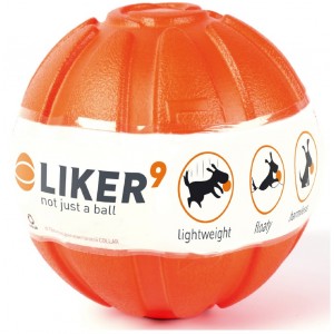 Liker Мячик метательная игрушка для собак полимерный материал оранжевый 9 см