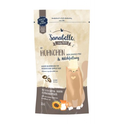 Купить c доставкой Sanabelle Snack для кошек всех возрастов лакомство подушечки курица молоко 0,055 кг в Москве