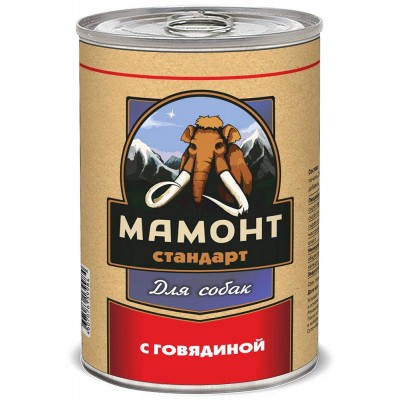 Купить c доставкой Мамонт корм для собак взрослым говядина жестяная банка 0,97 кг в Москве