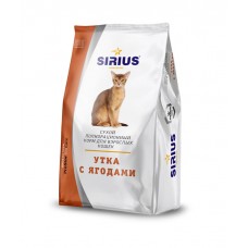 Корм Sirius для кошек взрослым утка ягода 1,5 кг
