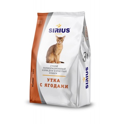 Купить c доставкой Корм Sirius для кошек взрослым утка ягода 1,5 кг в Москве