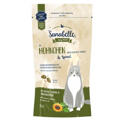 Купить c доставкой Sanabelle Snack для кошек всех возрастов лакомство подушечки курица шпинат 0,055 кг в Москве