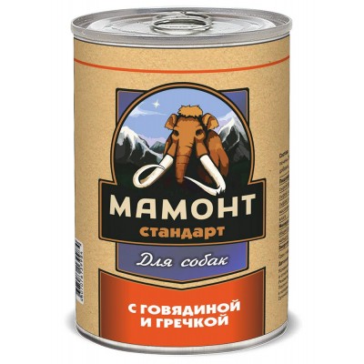 Купить c доставкой Мамонт корм для собак взрослым говядина гречка жестяная банка 0,97 кг в Москве