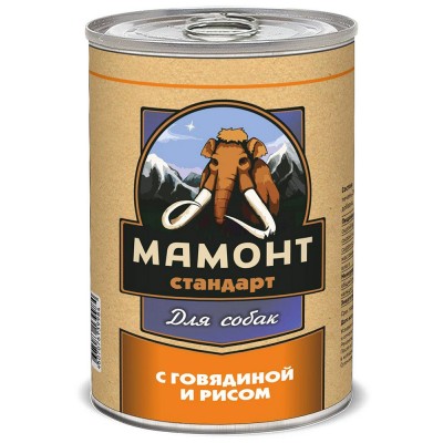 Купить c доставкой Мамонт корм для собак взрослым говядина рис жестяная банка 0,97 кг в Москве