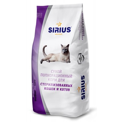 Купить c доставкой Корм Sirius для стерилизованных кошек взрослым всех пород птица 0,4 кг в Москве