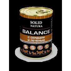 Solid Natura консервы для собак взрослым всех пород сердце печень Balance 0,34 кг
