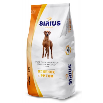 Купить c доставкой Корм Sirius для собак взрослым всех пород ягненок рис 15 кг в Москве