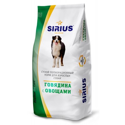 Купить c доставкой Корм Sirius Platinum для собак взрослым всех пород говядина овощи 15 кг в Москве