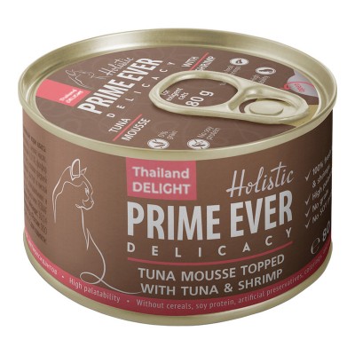 Купить c доставкой Prime Ever консервы для кошек всех возрастов мусс тунец креветка б0,08 кг в Москве