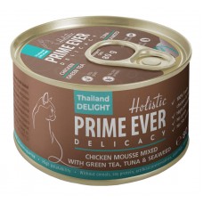 Prime Ever консервы для кошек всех возрастов мусс цыпленок тунец зеленый чай водоросли 0,08 кг