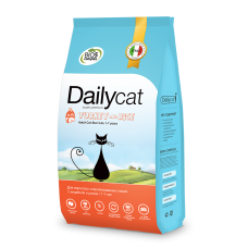 Dailycat корм для взрослых стерилизованных кошек индейка рис, 1,5кг VLP