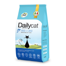 Dailycat корм для взрослых стерилизованных кошек рыба рис, 10кг ФР