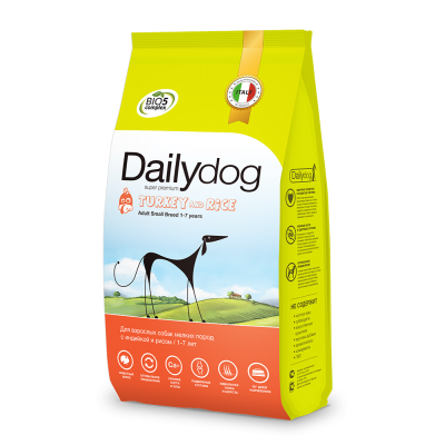 Купить c доставкой Dailydogкорм для взрослых собак мелких пород индейка рис, 3кг VLP в Москве
