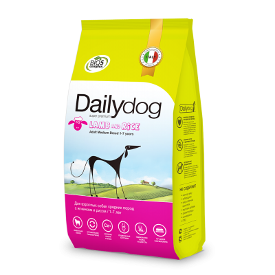 Купить c доставкой Dailydog корм для взрослых собак средних пород ягненок рис, 12кг ФР в Москве