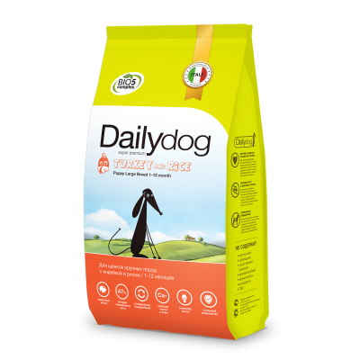 Купить c доставкой Dailydog корм для щенков крупных пород индейка рис, 20кг VLP в Москве