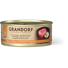 Grandorf влажный Филе тунца с куриной грудкой в бульоне 70гр