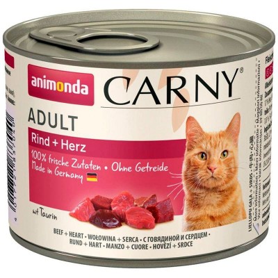 Влажный корм для кошек Animonda CARNY ADULT взрослым консервы говядина и сердце 200 грамм.