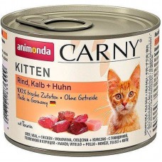 Влажный корм для кошек Animonda CARNY KITTEN котятам консервы с говядиной, курицей и телятиной 200 грамм.