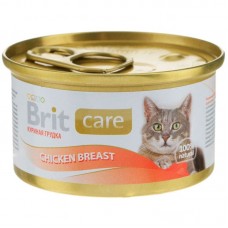 Влажный корм для кошек BRIT Care суперпремиум консервы куриная грудка и сыр 80 грамм.Куриная грудка 80гр.