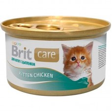 Влажный корм для кошек BRIT Care суперпремиум котятам консервы цыпленок 80 грамм.