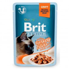 Влажный корм для кошек Brit взрослым паучи индейка в соусе упаковка 24 штуки по 85 грамм.