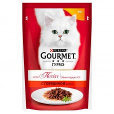 Влажный корм для кошек Gourmet взрослым паучи говядина 50 грамм.