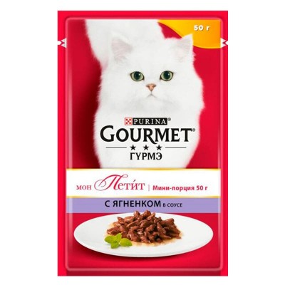 Влажный корм для кошек Gourmet взрослым паучи ягнёнок 50 грамм.