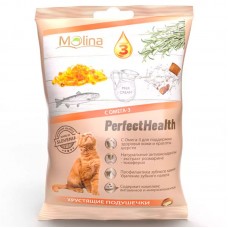 Лакомства для кошек Молина хрустящие подушечки с омега-3 50 грамм.