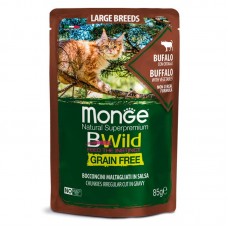 Влажный корм для кошек Monge BWild взрослым крупных пород мясо буйвола с овощами 85 грамм.
