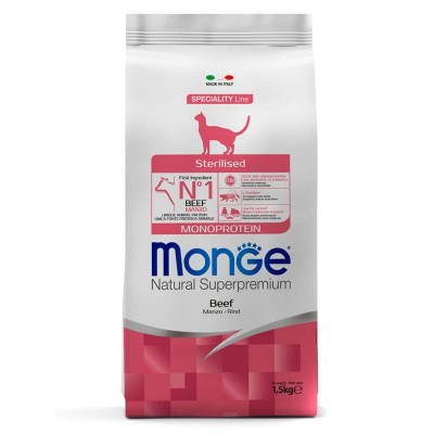 Сухой корм для кошек Monge стерилизованным с говядиной 1,5 кг
