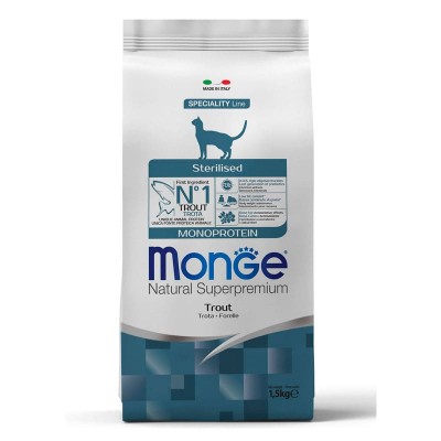 Сухой корм для кошек Monge стерилизованным с форелью 1,5 кг