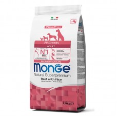 Корм Monge для собак сухой взрослым всех пород рис и говядина