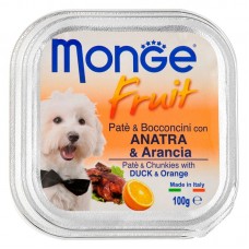 Влажный корм для собак Monge ВЗРОСЛЫМ всех пород паштет утка апельсин 100 грамм