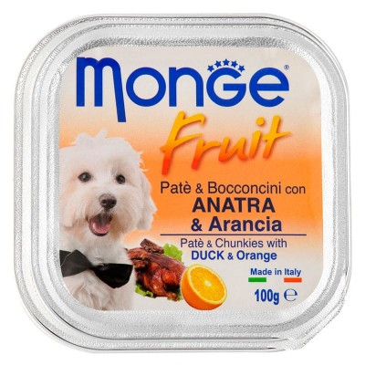 Влажный корм для собак Monge ВЗРОСЛЫМ всех пород паштет утка апельсин 100 грамм