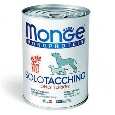 Влажный корм для собак Monge Dog Monoproteico Solo взрослым крупных пород паштет индейка ананас упаковка 24 штуки 400 грамм