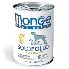 Влажный корм для собак Monge Dog Monoproteico Solo взрослым крупных пород паштет курица упаковка 24 штуки 400 грамм