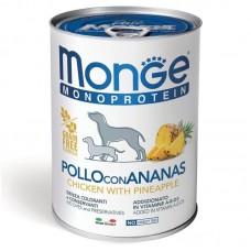 Влажный корм для собак Monge Dog Monoproteico Solo ВЗРОСЛЫМ крупных пород паштет курица ананас упаковка 24 штуки 400 грамм
