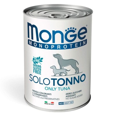 Влажный корм для собак Monge Dog Monoproteico Solo ВЗРОСЛЫМ крупных пород паштет тунец упаковка 24 штуки 400 грамм
