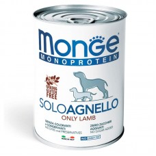 Влажный корм для собак Monge Dog Monoproteico Solo ВЗРОСЛЫМ крупных пород паштет ягнёнок упаковка 24 штуки 400 грамм