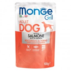 Влажный корм для собак Monge ВЗРОСЛЫМ всех пород паучи ЛОСОСЬ 24 штуки 100 грамм