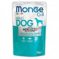 Влажный корм для собак Monge Grill ВЗРОСЛЫМ всех пород паучи треска 24 штуки 100 грамм