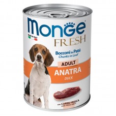 Влажный корм для собак Monge Dog Fresh Chunks in Loaf взрослым всех пород мясной рулет утка 400 грамм
