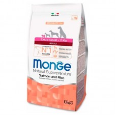 Корм Monge для собак сухой взрослым мелких пород для кожи, шерсти с лососем и рисом