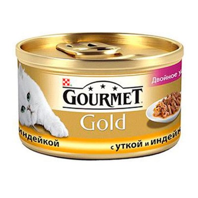 Влажный корм для кошек Gourmet Gold Двойное удовольствие консервы утка и индейка  85 грамм.