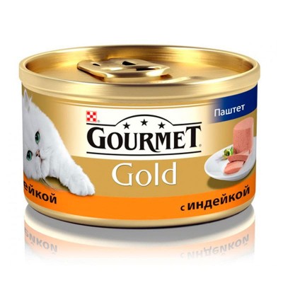 Влажный корм для кошек Gourmet Gold консервы индейка упаковка 24 штуки по 85 грамм.