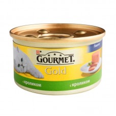 Влажный корм для кошек Gourmet Gold консервы кролик упаковка 24 штуки по 85 грамм.
