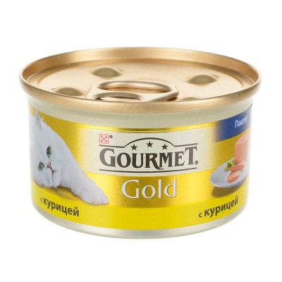 Влажный корм для кошек Gourmet Gold консервы с курицей упаковка 12 штук по 85 грамм.