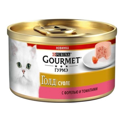 Купить c доставкой Влажный корм для кошек Gourmet Gold.Суфле с форелью и томатами упаковка 12шт по 85гр в Москве